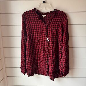 Terra and Sky Plaid Blouse